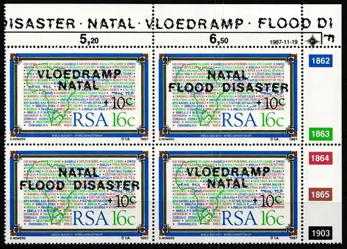Südafrika 719-720 postfrisch als Viererblock mit Eckrand #JO482