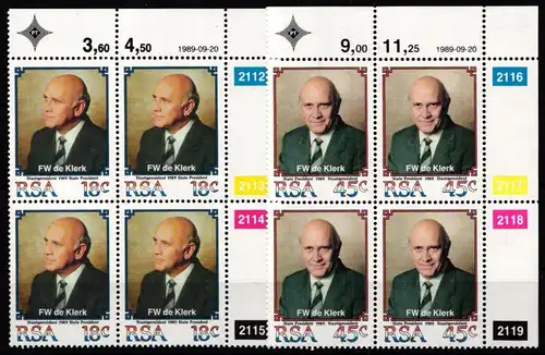 Südafrika 783-784 postfrisch als Viererblocks mit Eckrand #JO498