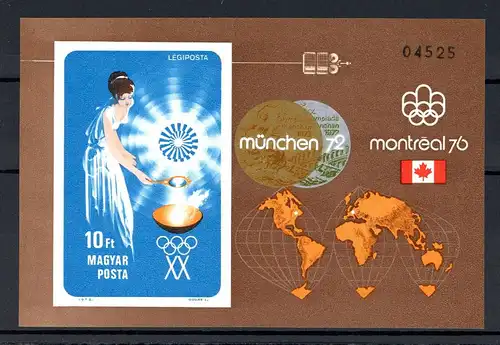 Ungarn Block 96 B postfrisch Olympia München/ Montreal #JO864