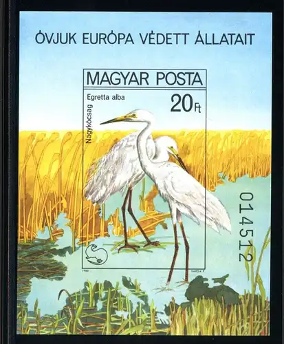 Ungarn Block 146 B postfrisch Naturschutz, Reiher #JO850