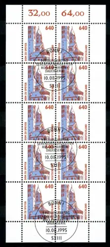 Bund Zehnerbogen 1811 gestempelt Bonn #JO918