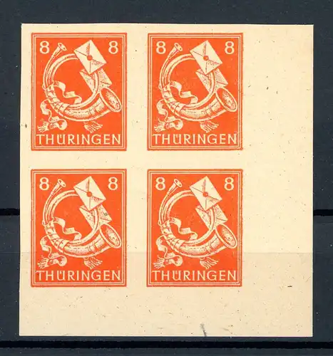 SBZ Thüringen 4er Block Eckrand 96 A X w U postfrisch #JO877