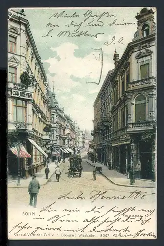 AK Bonn Poststraße mit Hotel Continental 1903 #JO945