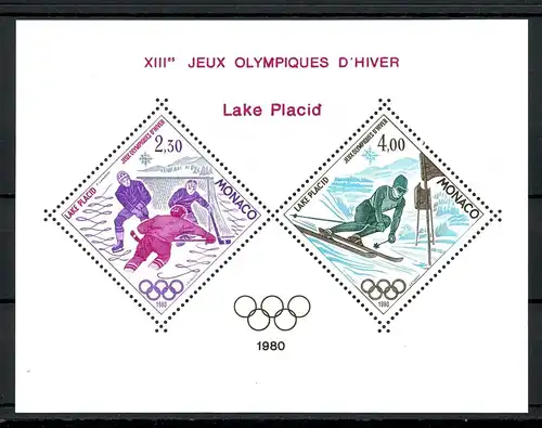 Monaco Sonderblock 1419-1420 postfrisch Olympia 1980 Lake Placid #JP028