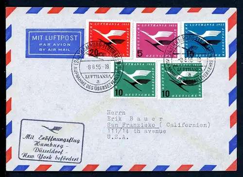 Bund LH Eröffnungsflug Hamburg-Düsseldorf-New York 8.6.55 Sieger 31 #JP043