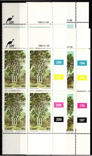 Ciskei 52-56 postfrisch als Viererblock mit Eckrand #JO524