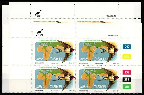 Ciskei 61-64 postfrisch als Viererblock mit Eckrand #JO526