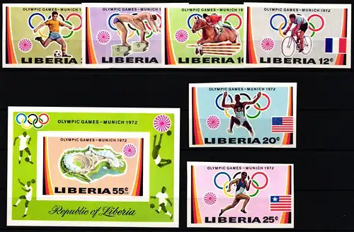 Liberia 826 - 831 B, Block 60 B postfrisch Olym. Spiele #JI124