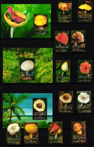 St. Vincent 915-926, Block 105-107 postfrisch Pilze #JI135