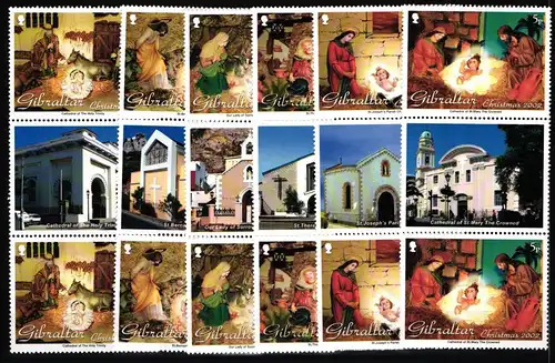 Gibraltar 1022-1027 postfrisch Paare mit Zwischensteg / Weihnachten #JH556