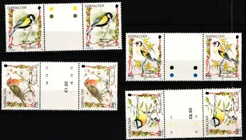 Gibraltar 702-705 postfrisch Paare mit Zwischensteg / Vögel #JH573