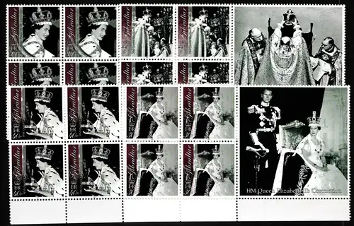 Gibraltar 1028-1031 postfrisch Viererblöcke mit Zierfeld / Königshaus #JH558