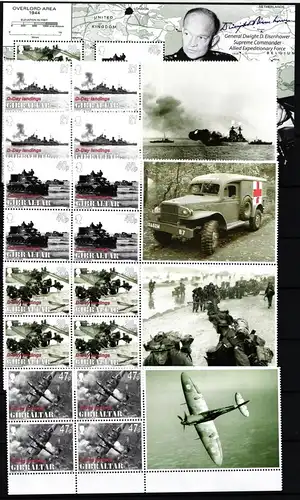 Gibraltar 1088-1091 und Block 62 postfrisch Viererblöcke Zierfeld / Krieg #JH623