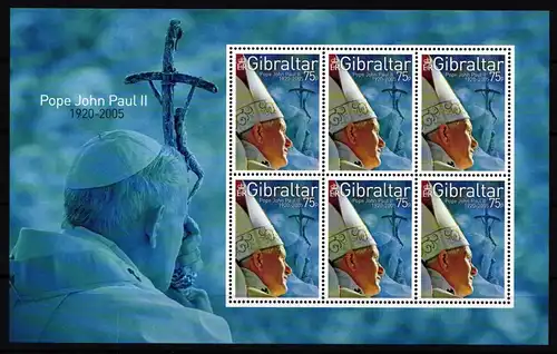 Gibraltar 1137 postfrisch Kleinbogen / Papst #JH615