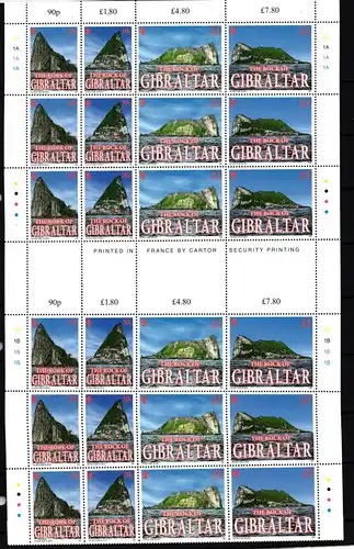 Gibraltar 1014-1017 postfrisch Zusammendruckbogen mit Zeischensteg /Natur #JH633