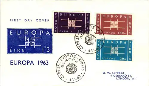 Zypern 225-227 gestempelt als FDC/ Ersttagssonderstempel, Cept #JI349