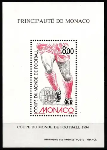 Monaco 2183 postfrisch als Sonderdruck gezähnt, Fußball WM USA #JI377