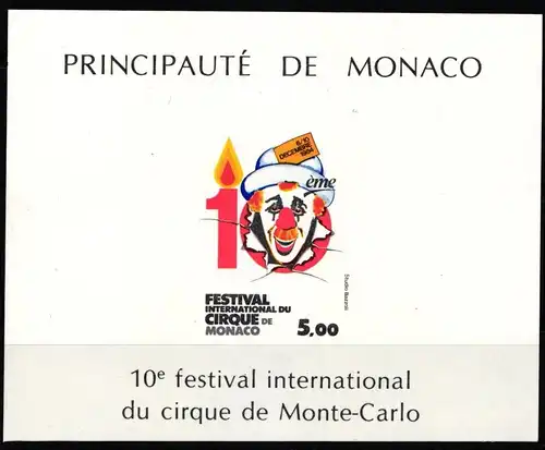 Monaco Block 27 postfrisch ungezähnt, Zirkus #JI379