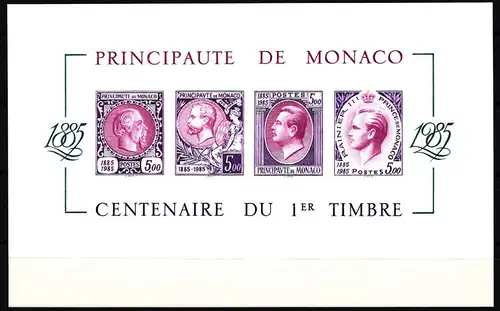 Monaco Block 31 postfrisch ungezähnt auf Kartonpapier, Übergröße, violett #JI391
