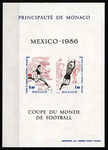Monaco Block 33 postfrisch ungezähnt, Fußball WM1986 #JI400
