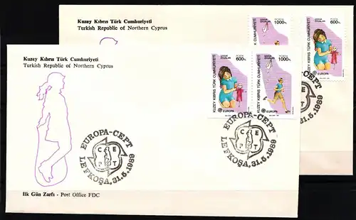 türk. Zypern 249-250 A+C gestempelt als FDC, Sonderstempel #JI453