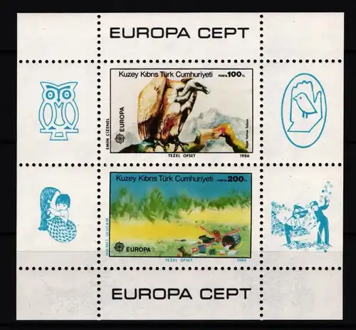 Türkisch-Zypern Block 5 postfrisch Eulen / CEPT #JH120