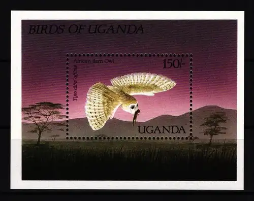 Uganda Block 73 postfrisch Eulen #JH163
