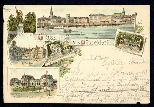 AK Düsseldorf Altstadtpanorama, Markt, Bahnhof, Tonhalle 1896 #HK120