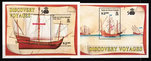 Turks und Caicos Inseln Block 97 und 98 postfrisch Schiffe #JH324
