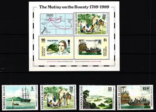 Norfolk Inseln 455-458 und Block 12 postfrisch Schiffe #JH399