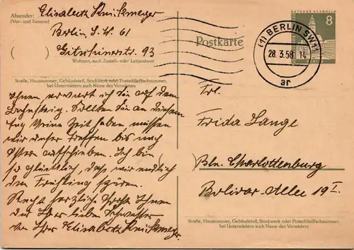 Berlin P35 I als Ganzsache gelaufen #JO384