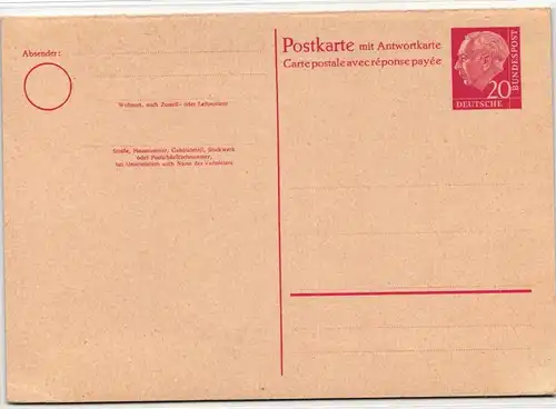 BRD Bund P 22 als Ganzsache ungebraucht #JN854