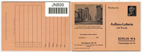 DDR FP 1 als Ganzsache ungebraucht #JN899