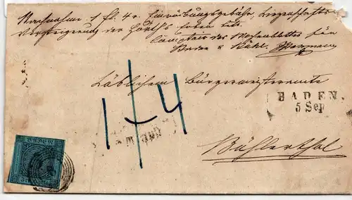 Baden 8 auf Brief portogerecht #JN937