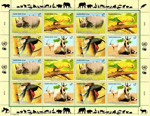 Vereinte Nationen Wien 143/6, 180/3 postfrisch Bogen Gefährdete Arten WWF #JN973