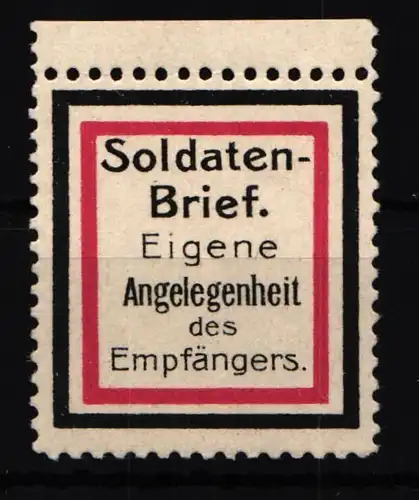 Deutsche Besetzung WK I Vignette postfrisch Soldatenbrief #JN995