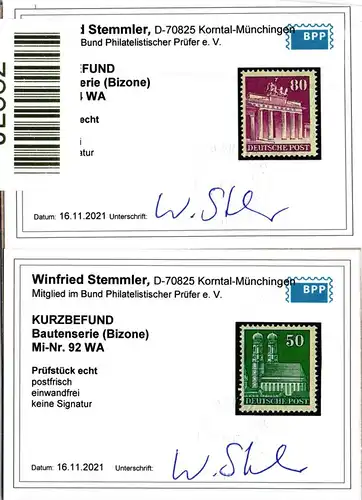 Bi-Zone 73-97 eg postfrisch wichtige geprüft, 2x Kurzbefund Stremmler #JL582