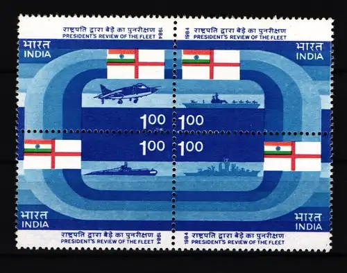 Indien 980-983 postfrisch Viererblock / Schiffe #JH194