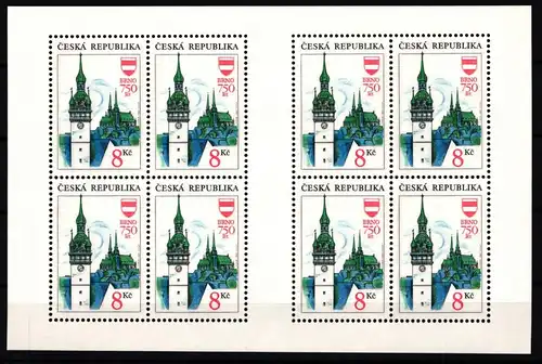 Tschechische Republik 9 postfrisch als Kleinbogen, Brün #JI535