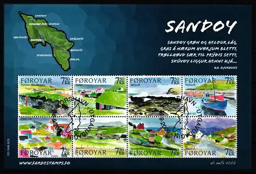 Färöer 576-583 gestempelt als Kleinbogen #JP300