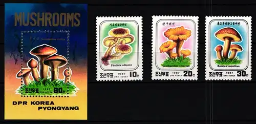 Korea 2798-2800 und Block 223 postfrisch Pilze #JA890
