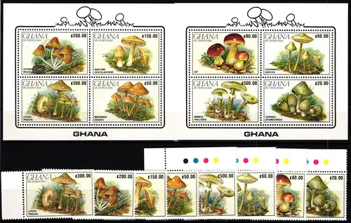 Ghana 1449-1456 und Block 164 und 165 postfrisch Pilze #JA882