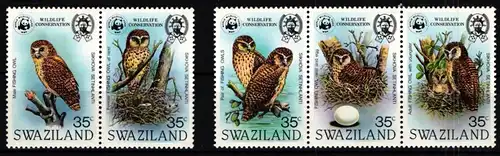 Swaziland 398-402 postfrisch Paar und Dreierstreifen / Eulen #JA870