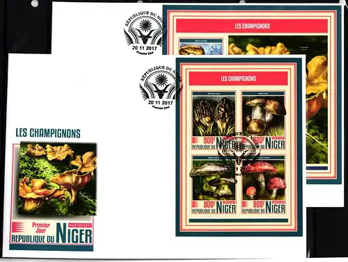 Niger 5241-5244 und Block 750 gestempelt Kleinbogen als FDC /Pilze #JA911
