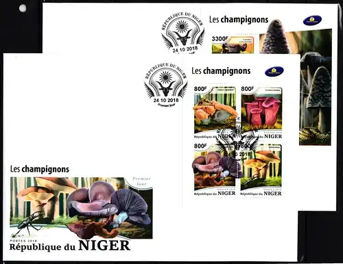 Niger 6000-6003 und Block 902 gestempelt Kleinbogen als FDC /Pilze #JA914