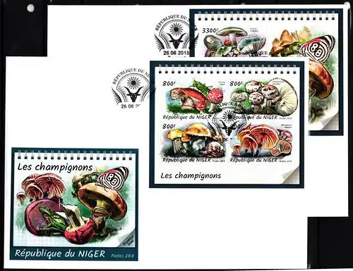 Niger 5748-5751 und Block 851 gestempelt Kleinbogen als FDC /Pilze #JA913