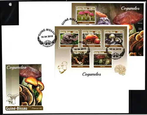 Guinea Bissau 9798-9802, Block 1689 gestempelt Kleinbogen als FDC / Pilze #JA934