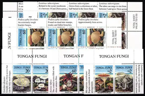 Tonga 1500-1505 postfrisch 3 Paare und 3 2xDreierstreifen / Pilze #JA968