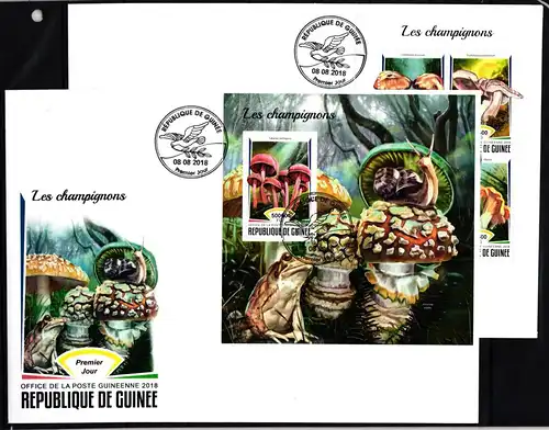 Guinea 13055-13058 und Block 2907 gestempelt Kleinbogen als FDC / Pilze #JA931