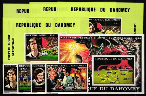Dahomey 605-608 B, Block 49 B postfrisch Einzelblöcke B / Fußball #JH045